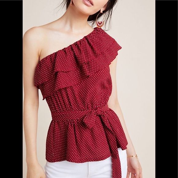 Anthropologie Maeve Rita Ruffled One Shoulder Top - Picture 2 of 8
